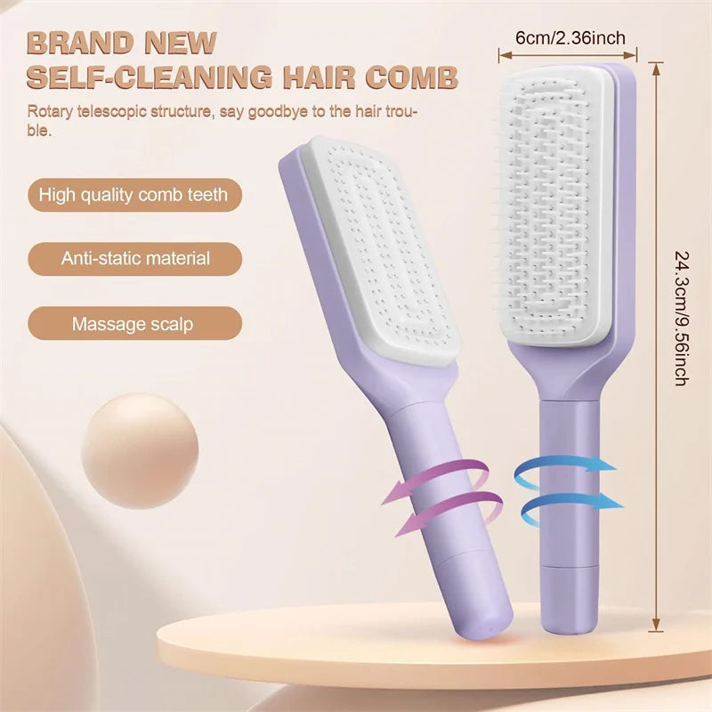 SELF CLEANING ROTATING HAIR COMB