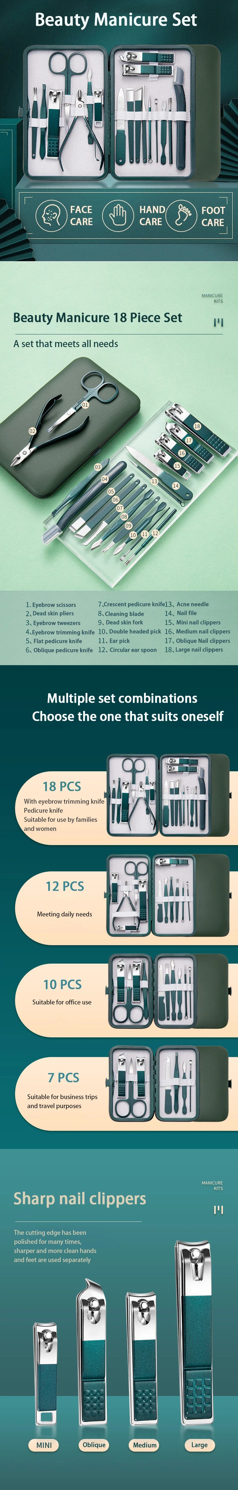 GREEN LEATHER MANICURE KIT