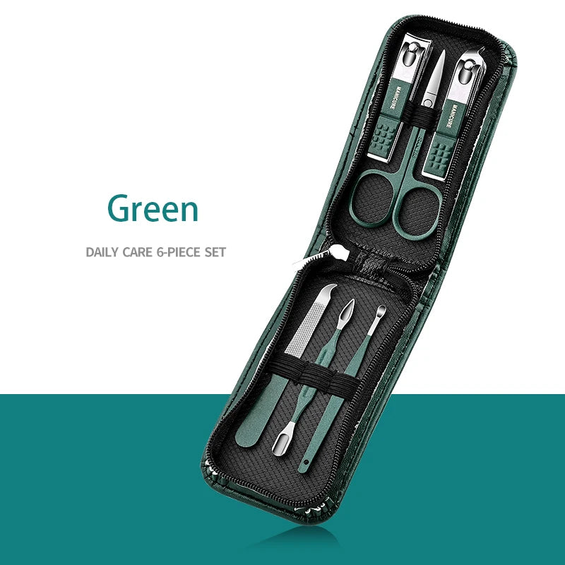 GREEN LEATHER MANICURE KIT
