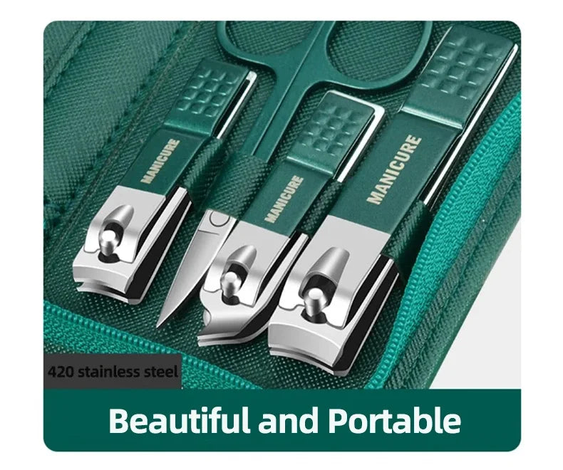 GREEN LEATHER MANICURE KIT