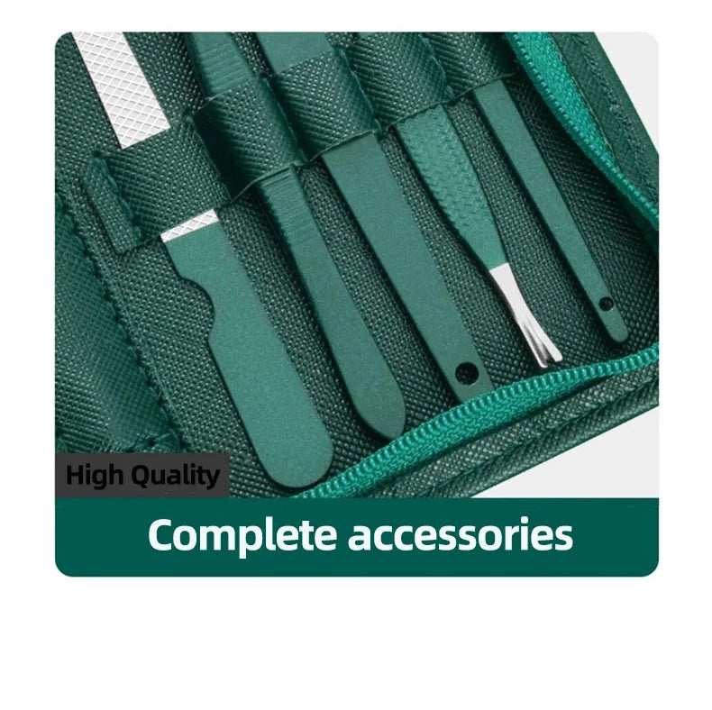 GREEN LEATHER MANICURE KIT