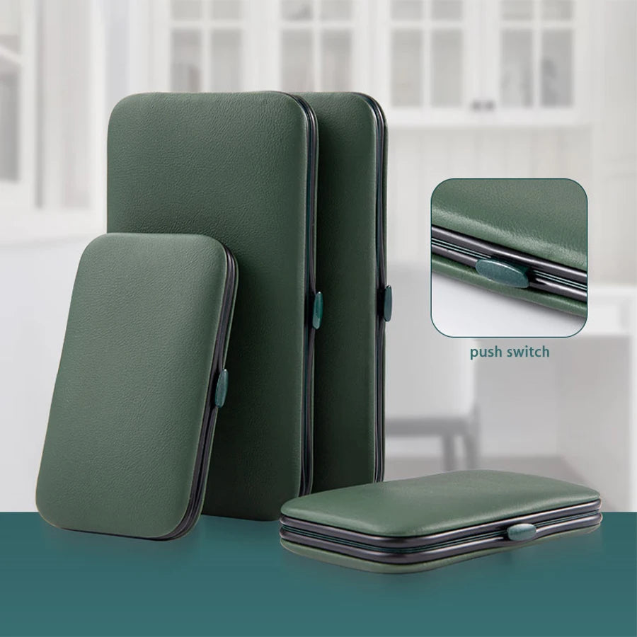 GREEN LEATHER MANICURE KIT