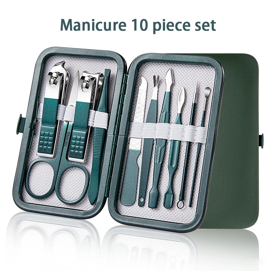 GREEN LEATHER MANICURE KIT