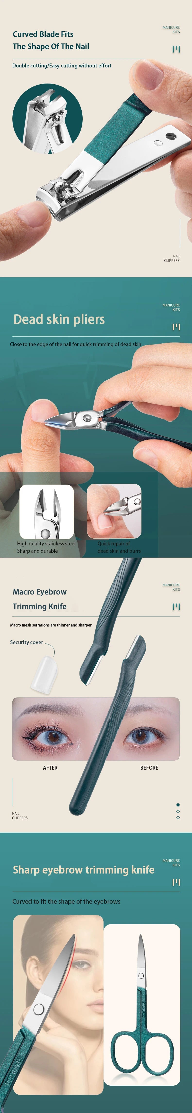 GREEN LEATHER MANICURE KIT