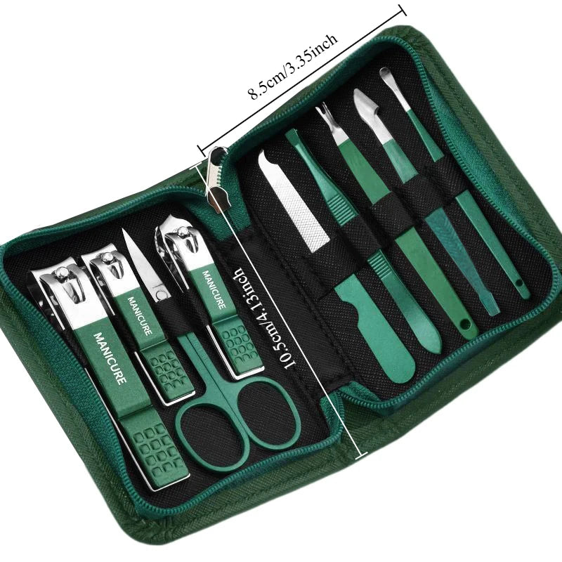 GREEN LEATHER MANICURE KIT