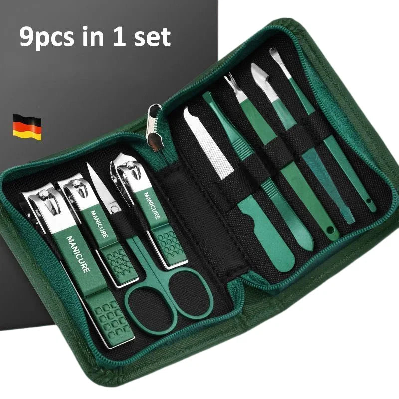 GREEN LEATHER MANICURE KIT